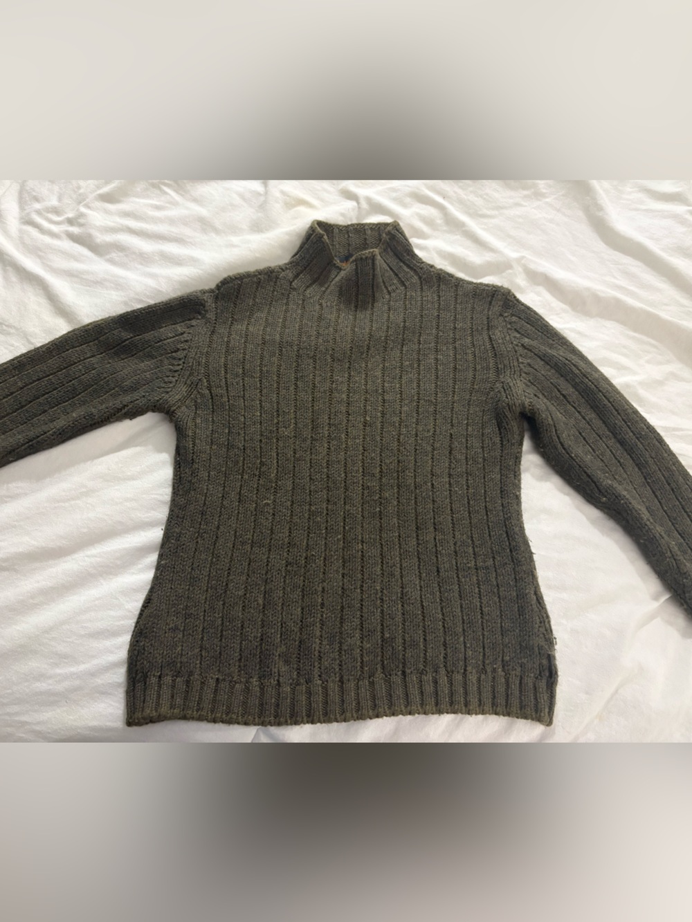 Timberland Olive Ribbed Mock Neck Sweater